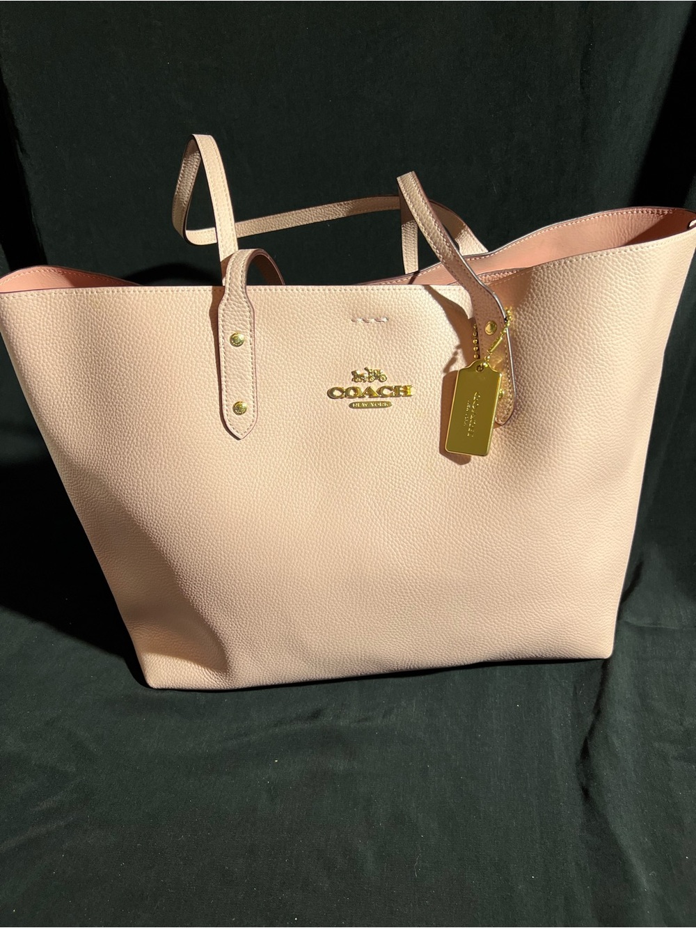 Coach Blush Pink Pebbled Leather Tote with Gold Tag